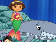 Dora Mermaid Activities played 1,768 times to date. Dora turns herself into a mermaid. Now she can swim like a fish and can go undersea.  Help her perform and complete various tasks undersea